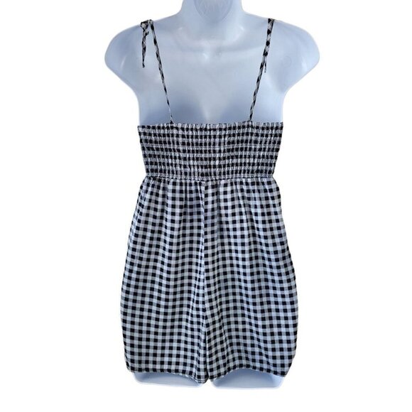 Out From Under Urban Outfitters Izzy Shorts Romper Gingham Black Gray SM READ - Picture 3 of 4